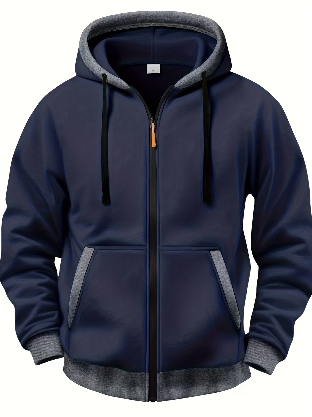 Men's Casual Color Block Hoodie with Zipper Closure Long Sleeve Sweatshirt