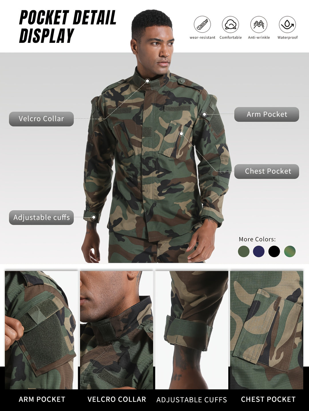Men's Tactical Cargo Pants and Outdoor Jacket Set 2-Pack
