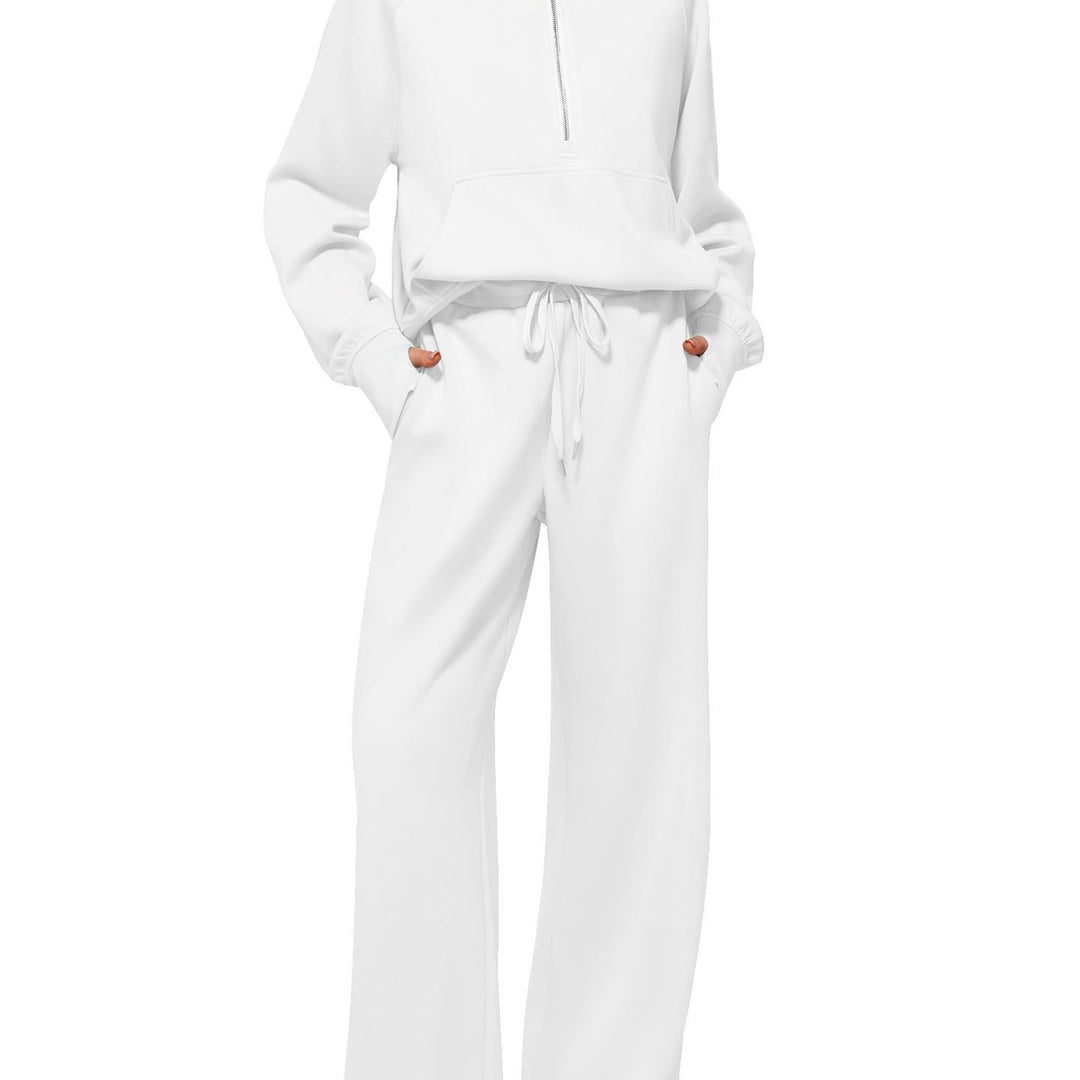 Women's Oversized Half-Zip Sweatshirt and Wide Leg Sweatpants Set