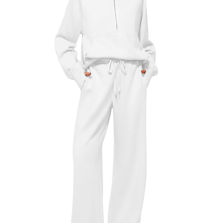 Women's Oversized Half-Zip Sweatshirt and Wide Leg Sweatpants Set