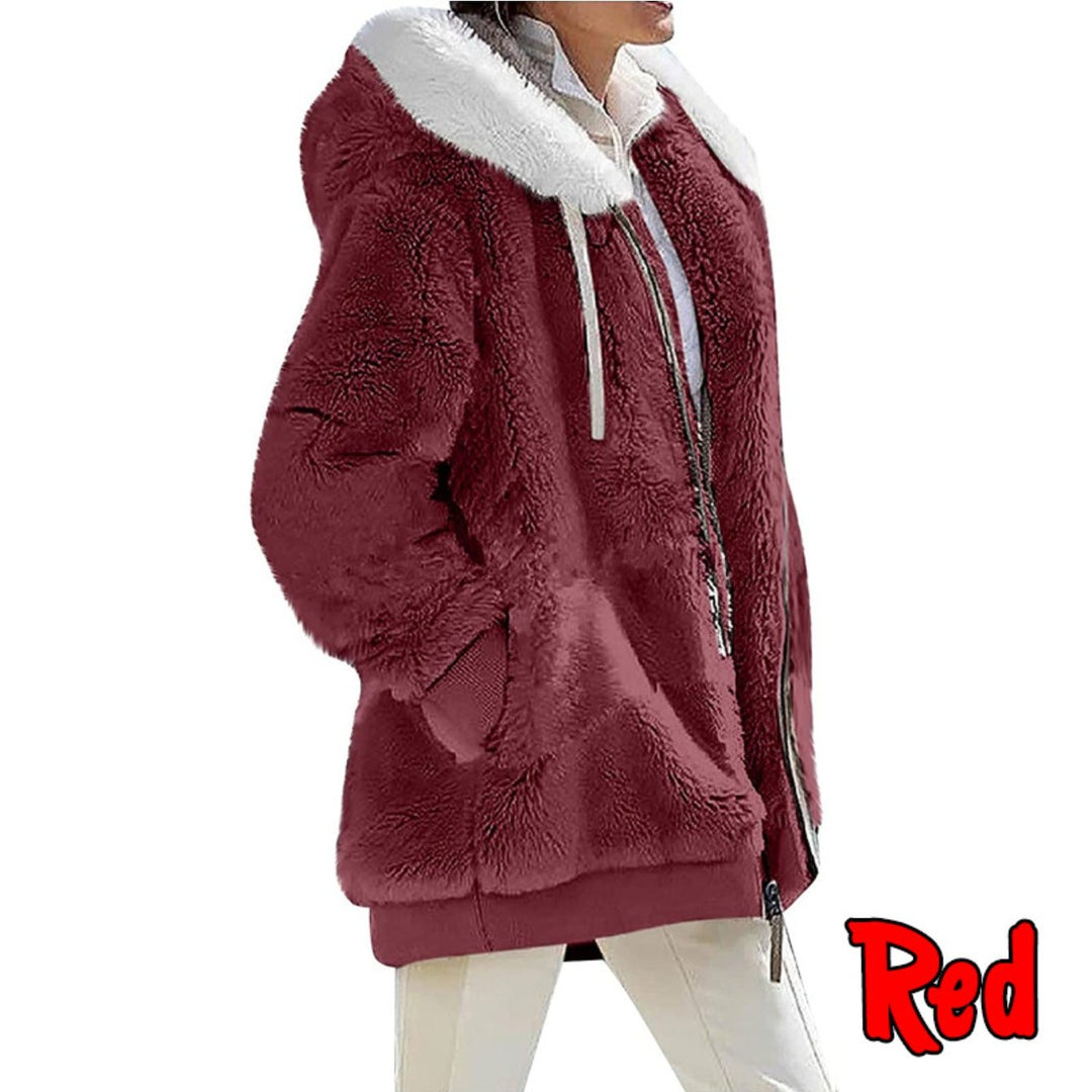 Women's Loose Sports Zipper Hooded Jacket Autumn Winter