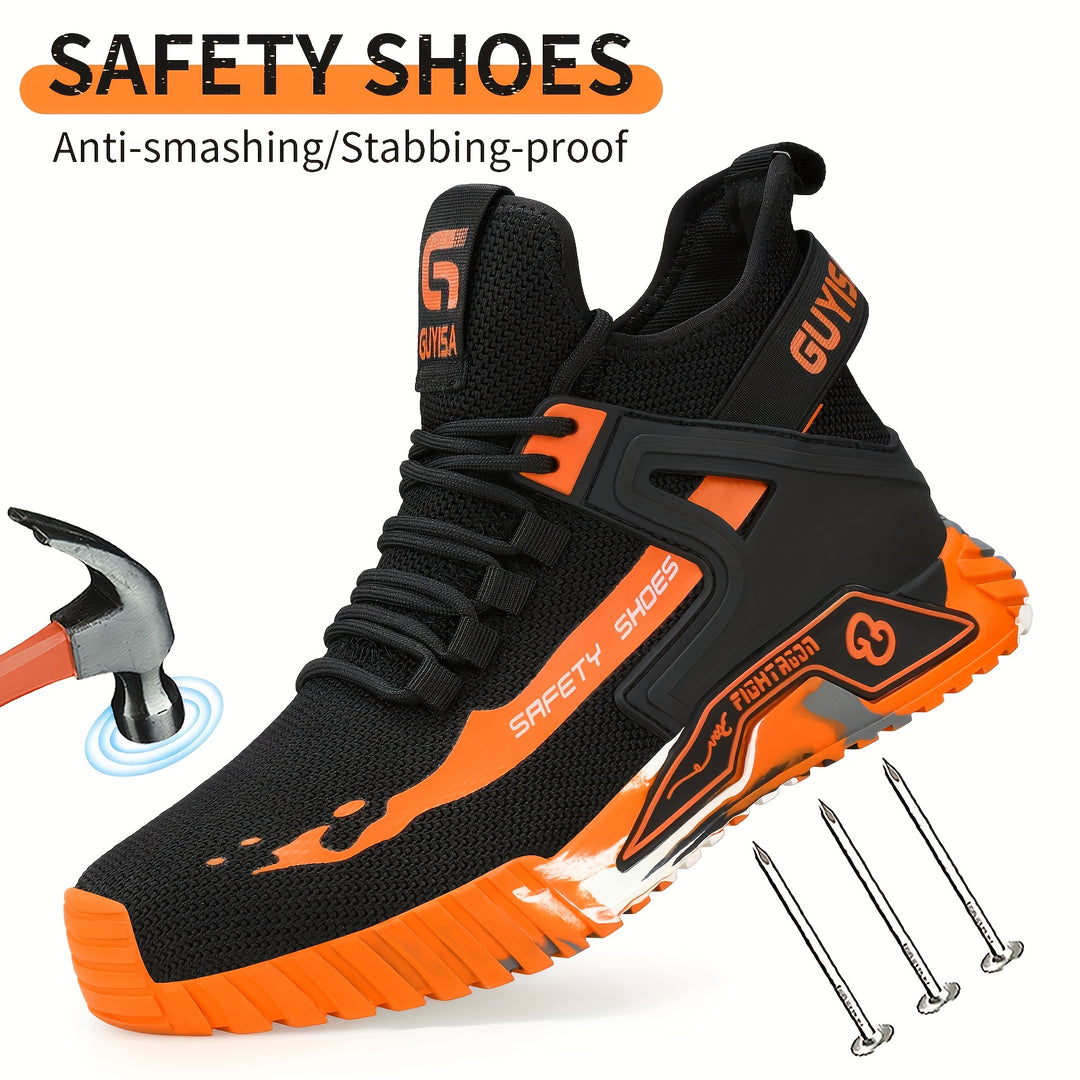 Men's Steel Toe High Top Work Boots Non Slip Lace Up Safety Shoes