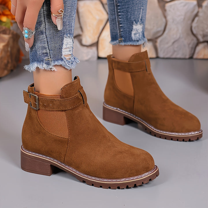 Women's Ankle Boots Slip On Low Heel Comfortable Fashion Shoes