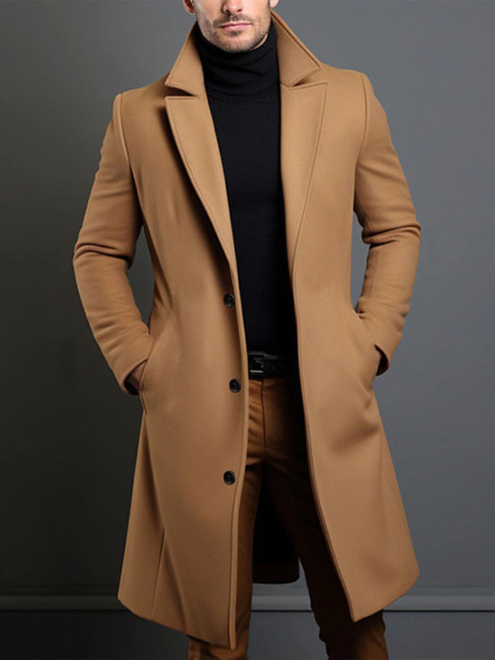 Men's British Coat Jacket Single-Breasted Button Front Collar