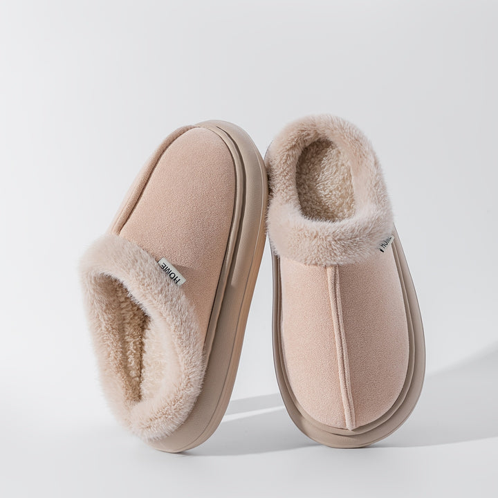 Women's Plush Slippers with Thick Lining Indoor Outdoor House Shoes