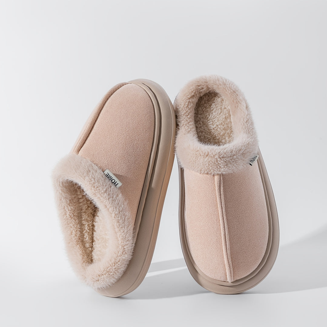 Women's Plush Slippers with Thick Lining Indoor Outdoor House Shoes
