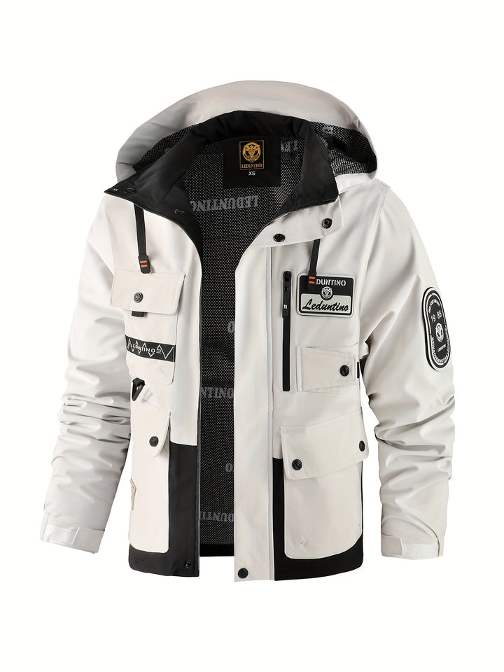 Men's Hooded Thin Jacket Outdoor Cargo Jacket Detachable Zipper Jacket