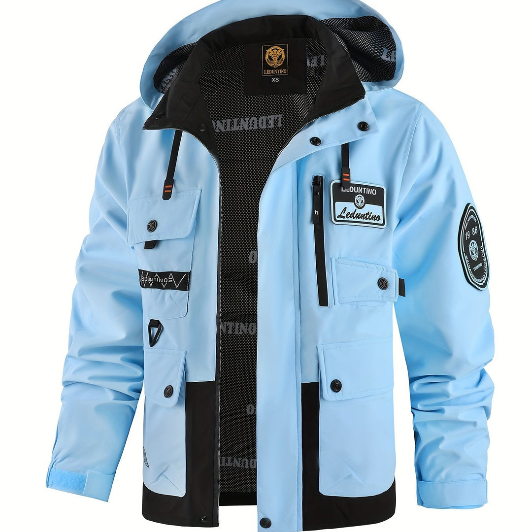 Men's Hooded Thin Jacket Outdoor Cargo Jacket Detachable Zipper Jacket