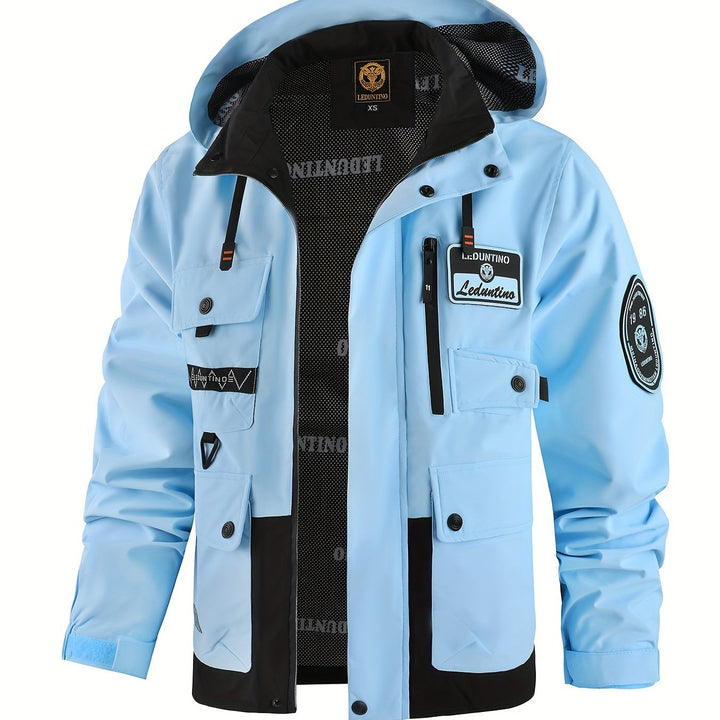 Men's Hooded Thin Jacket Outdoor Cargo Jacket Detachable Zipper Jacket