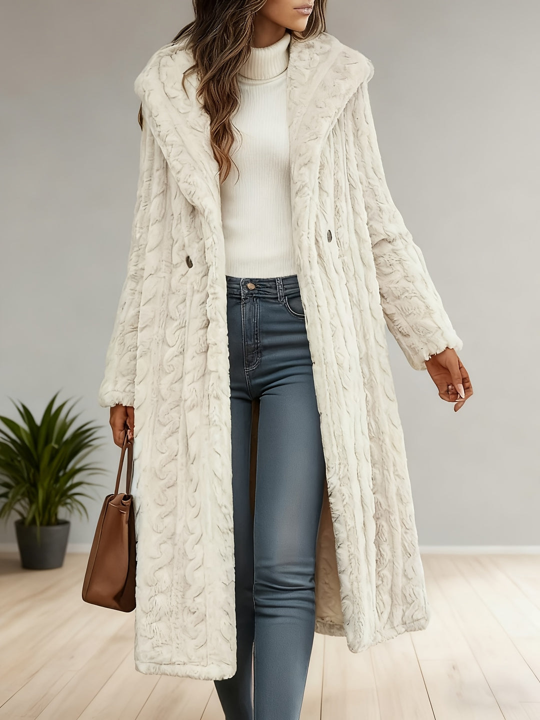 Elegant Women's Long Cardigan Stylish Outer Bathrobe Mid-Length Coat