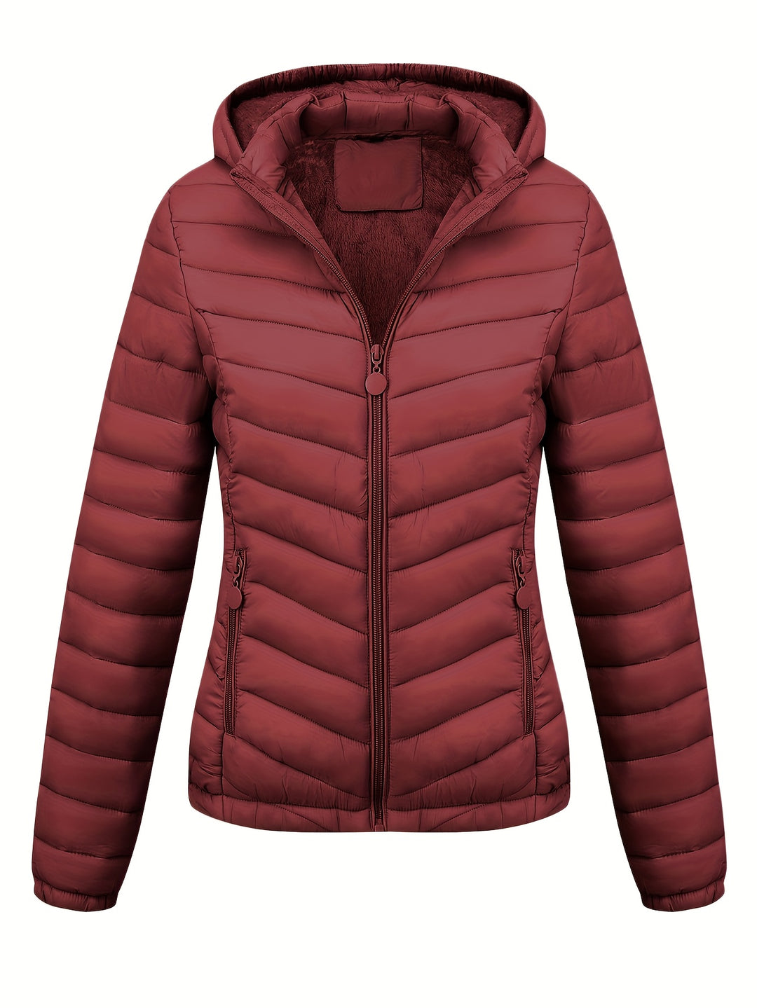 Women's Hooded Padded Coat with Pockets for Autumn Winter Fashion