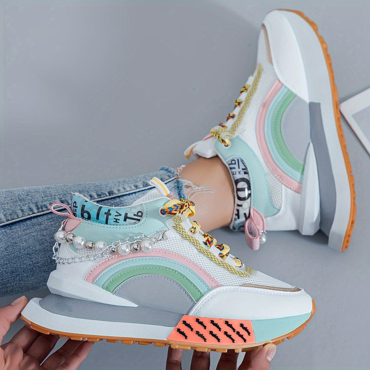 Women's Mid-Top Lace-Up Sneakers Casual Sports Shoes