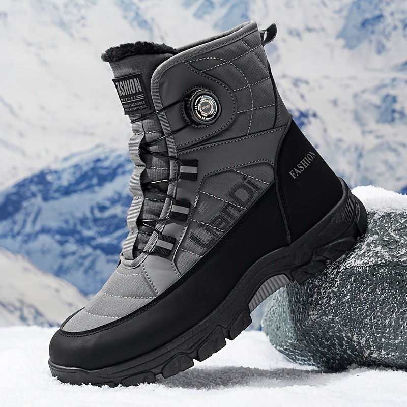 Men's Knit Elastic Snow Boots with Traction and Comfort