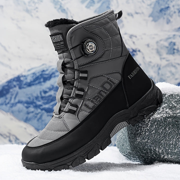 Men's Knit Elastic Snow Boots with Traction and Comfort