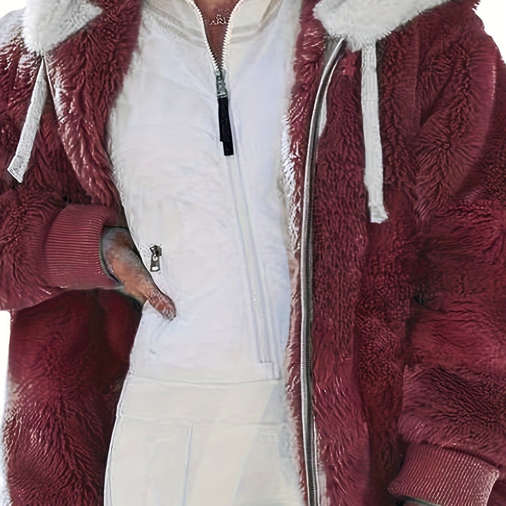 Women's Loose Sports Zipper Hooded Jacket Autumn Winter
