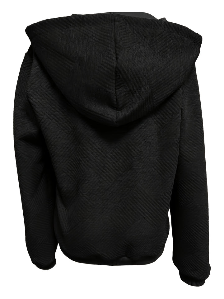 Stylish Elegant Casual Jacket Zippered Drawstring Hooded Cardigan