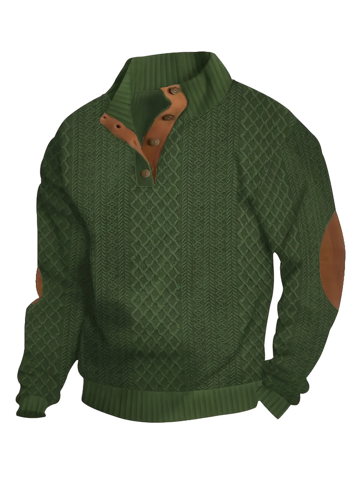 Men's Casual Button-Down Long Sleeve Shirt Henley Top