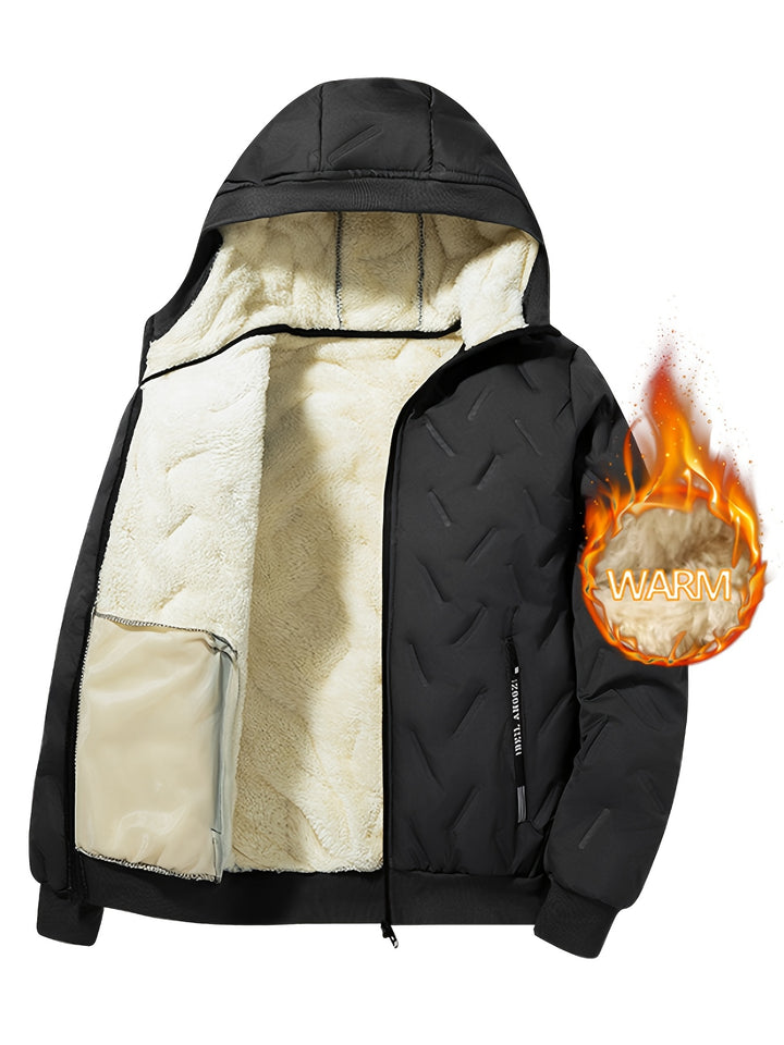 Men's Hooded Fleece Jacket Padded Coat Warm Fashionable