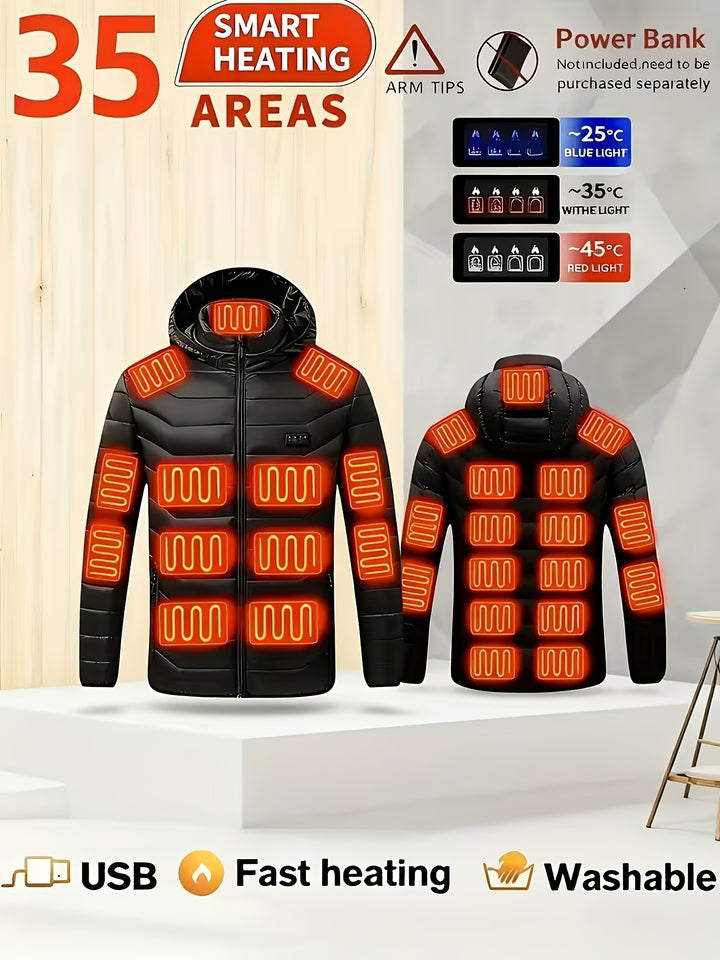 Smart Heated Jacket for Men and Women, Hooded Long Sleeve Outerwear
