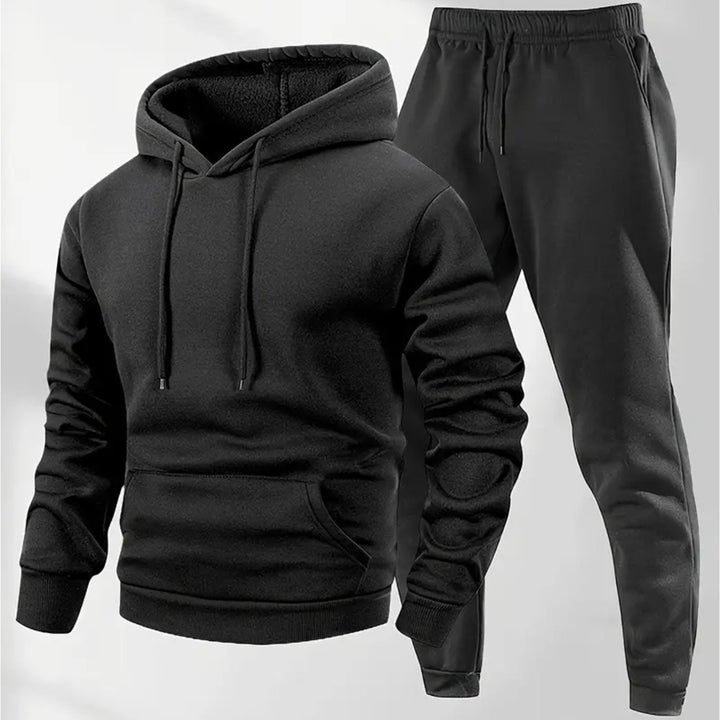 Men's Fleece-Lined Hoodie and Sweatpants Tracksuit Set