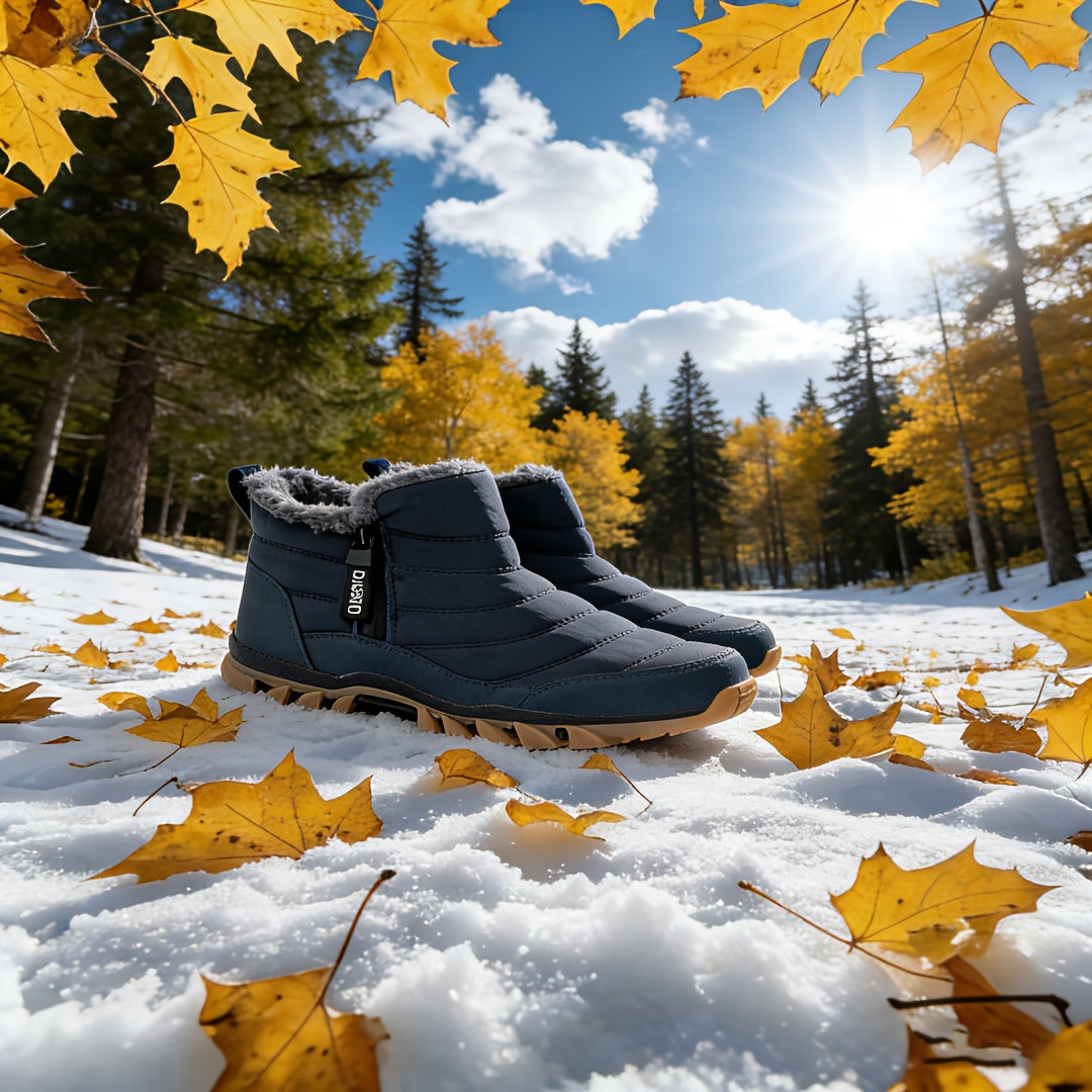 Men's Mid-Top Lace-Up Snow Hiking Boots with Non-Slip Sole