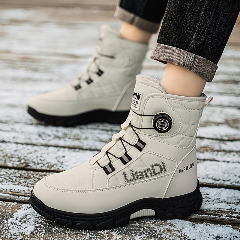 Men's Knit Elastic Snow Boots with Traction and Comfort