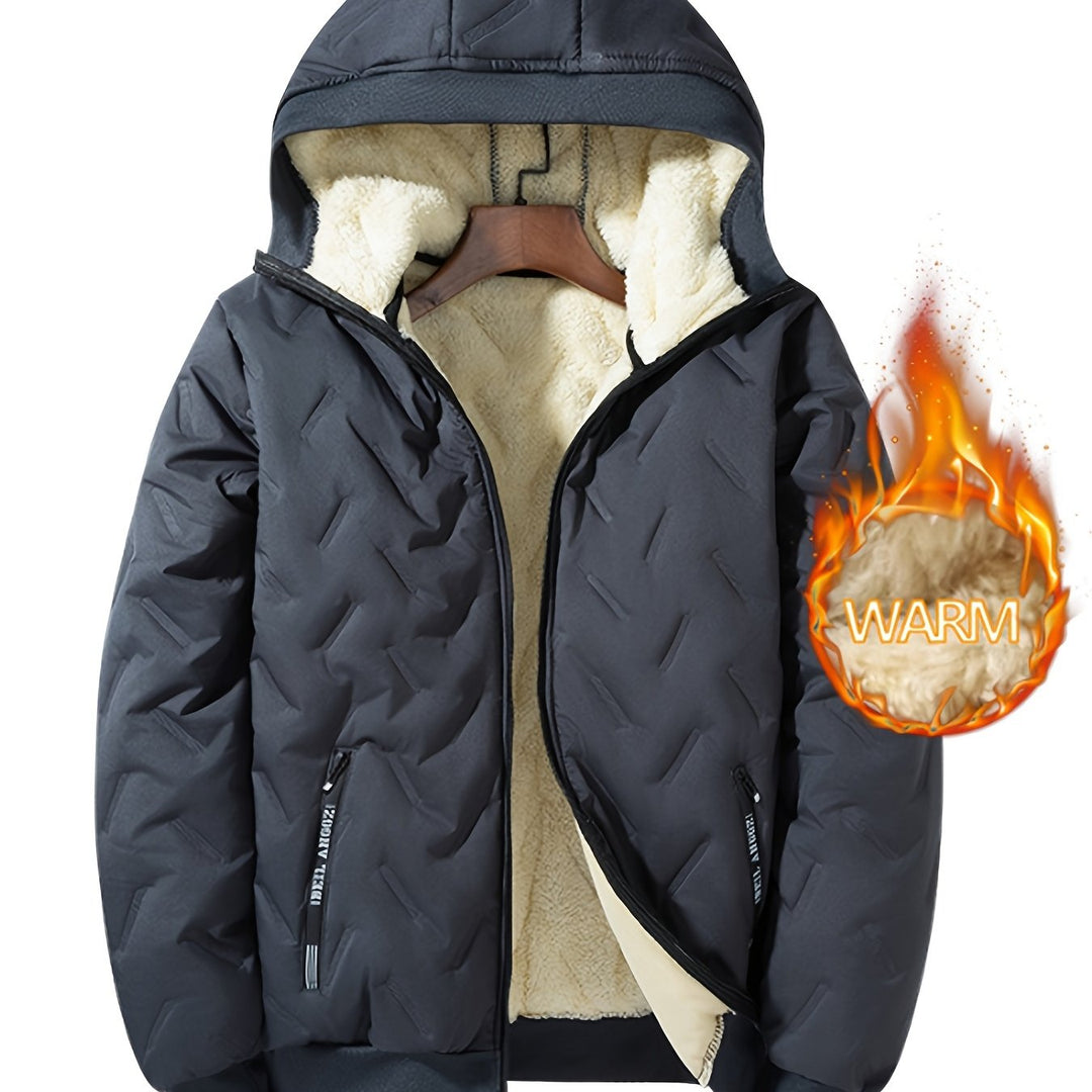 Men's Hooded Fleece Jacket Padded Coat Warm Fashionable
