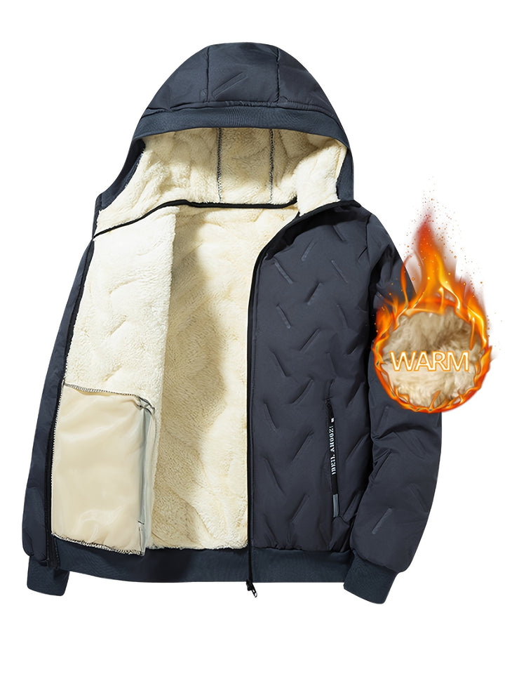 Men's Hooded Fleece Jacket Padded Coat Warm Fashionable