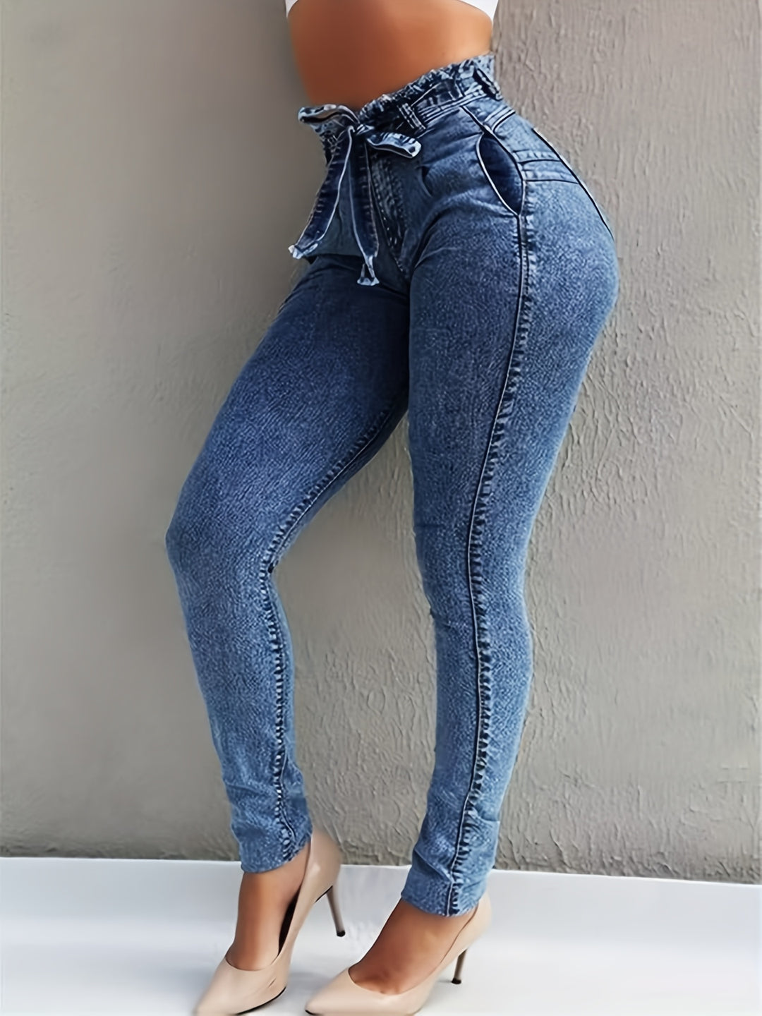Women's Mid-rise Fashionable Casual Jeans with Butt-lifting Stretch