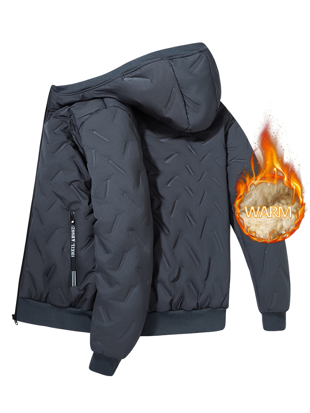 Men's Hooded Fleece Jacket Padded Coat Warm Fashionable