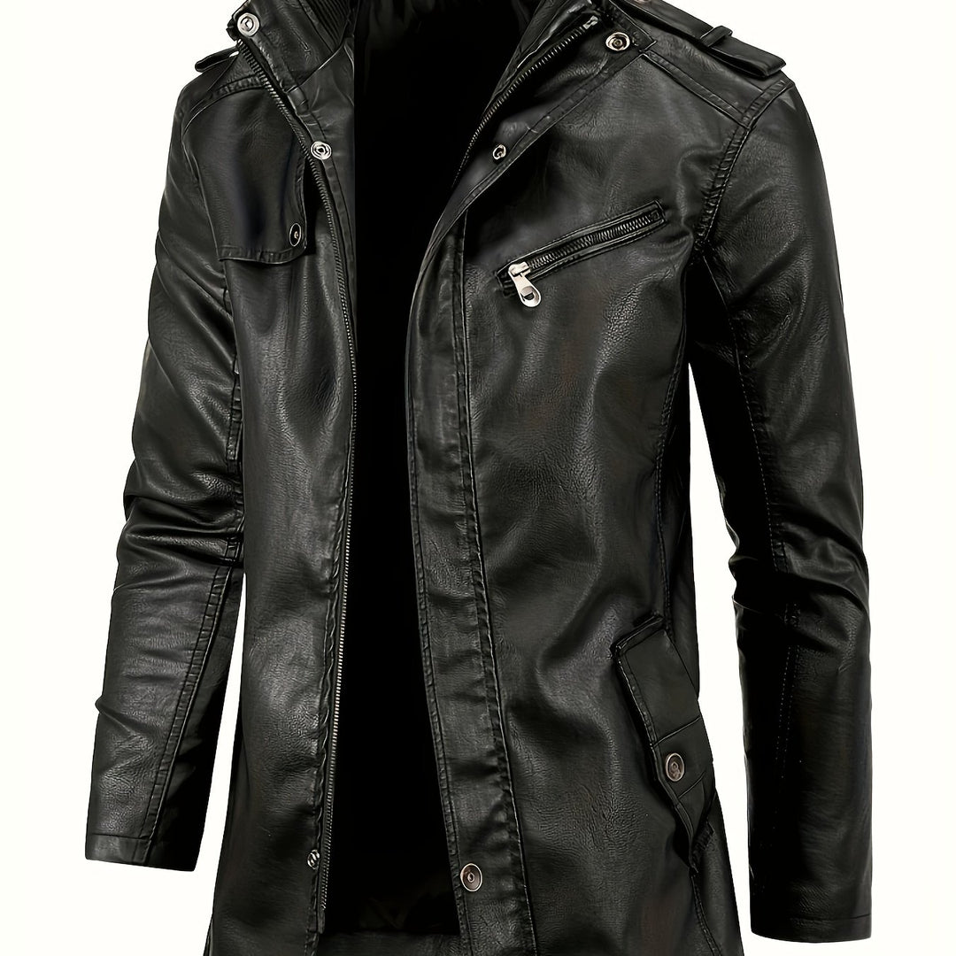 Casual Streetwear Jacket for Men with Stand-Up Collar and Pockets