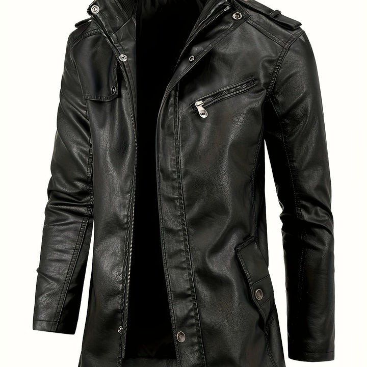 Casual Streetwear Jacket for Men with Stand-Up Collar and Pockets