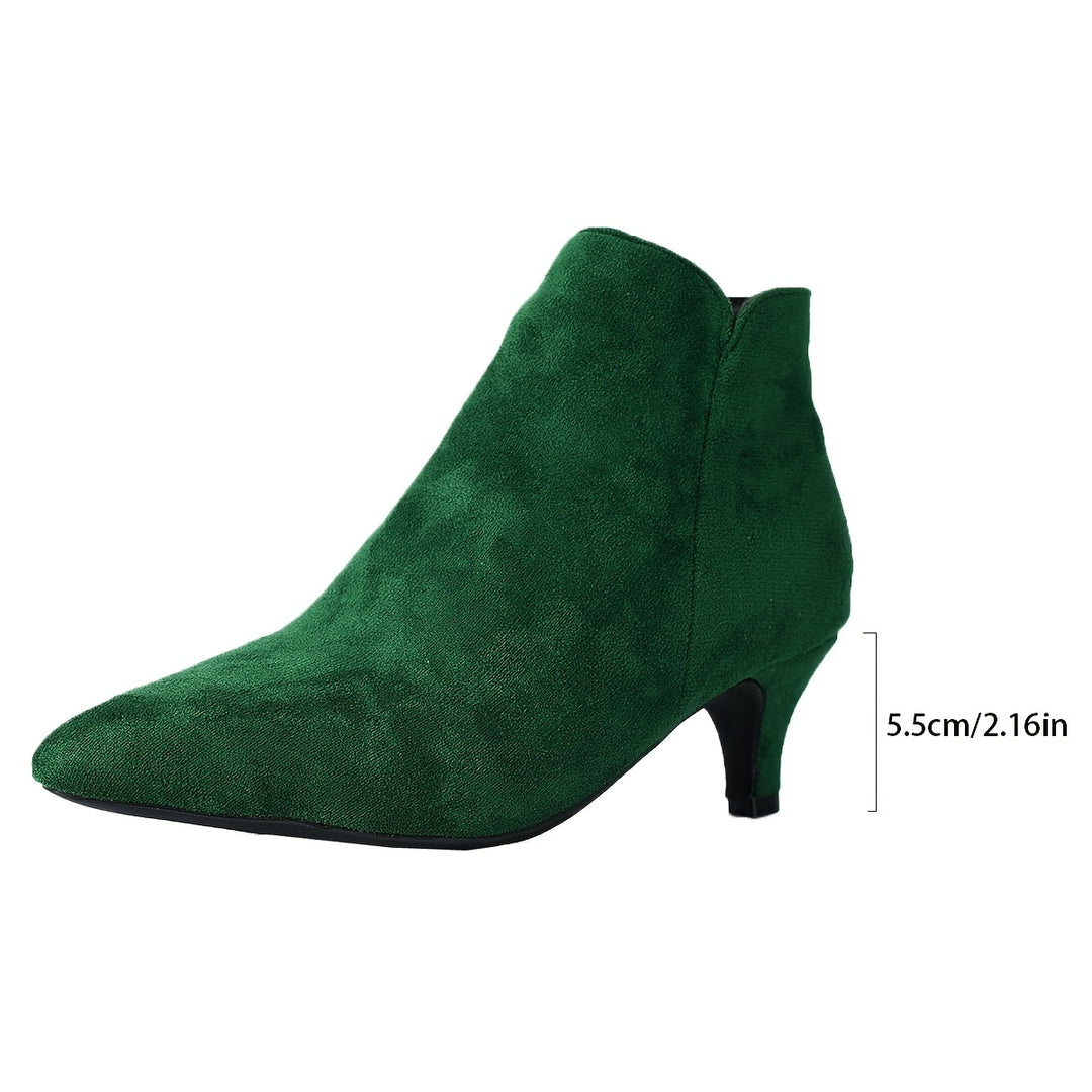Elegant Women's Ankle Booties Pointed Toe Mid Heel Zipper Closure