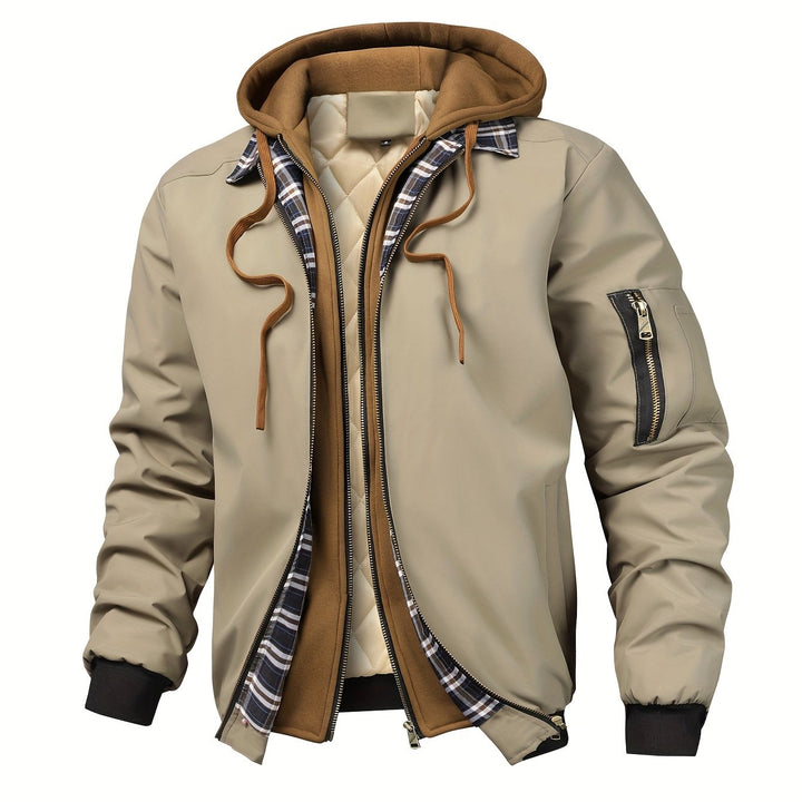Men's Sports Jacket with Cap, Outdoor Tactical Zipper Pocket Jacket