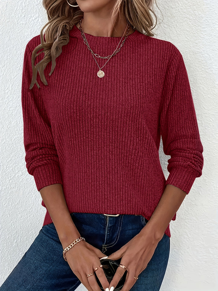 Women's Ribbed Pullover Tunic Long Sleeve Top