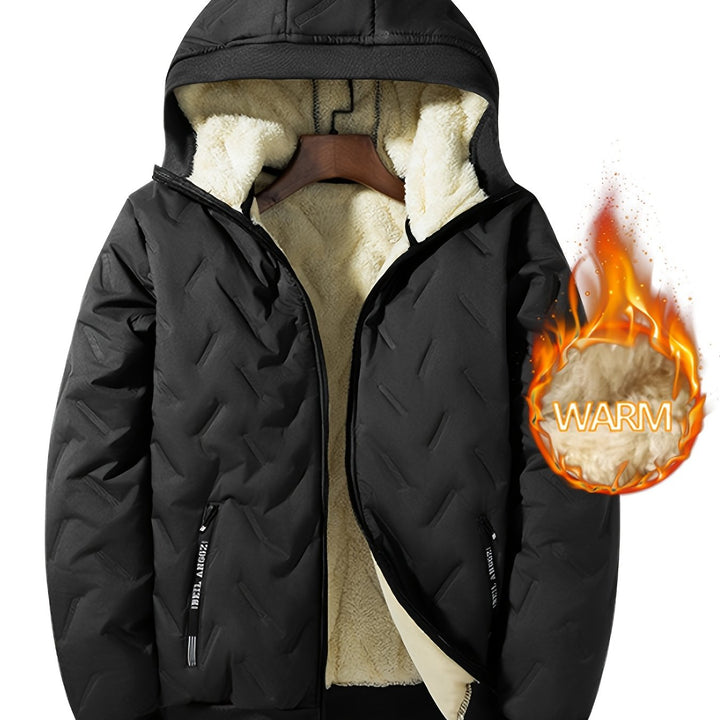 Men's Hooded Fleece Jacket Padded Coat Warm Fashionable
