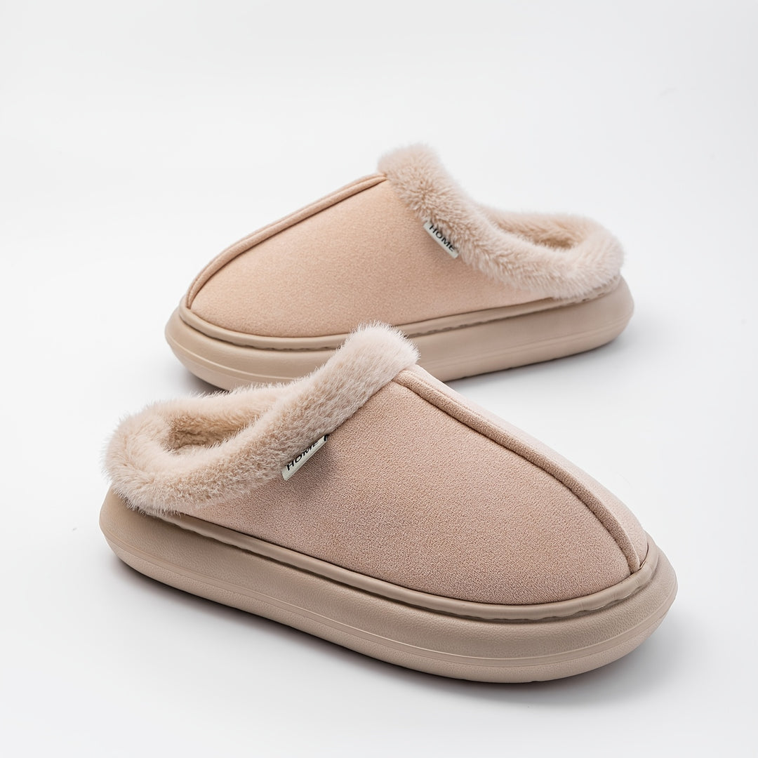 Women's Plush Slippers with Thick Lining Indoor Outdoor House Shoes