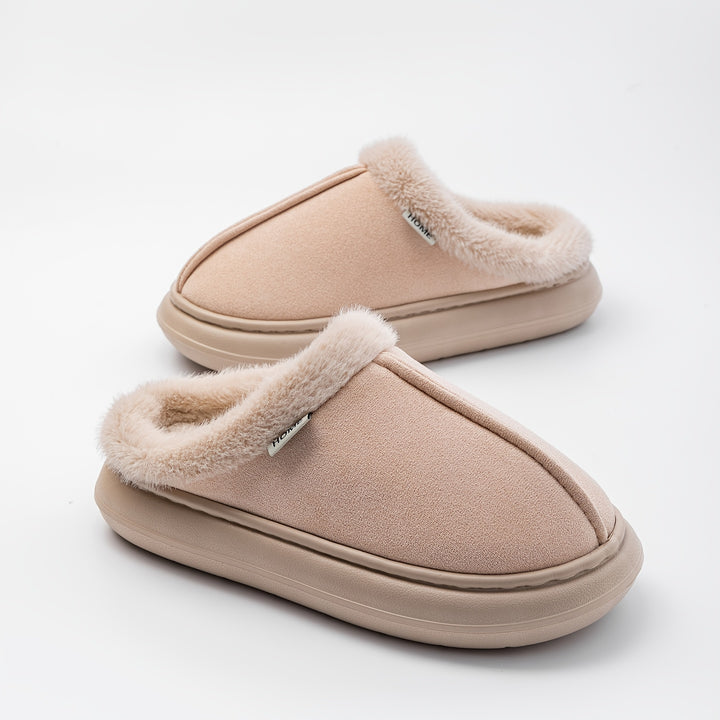 Women's Plush Slippers with Thick Lining Indoor Outdoor House Shoes