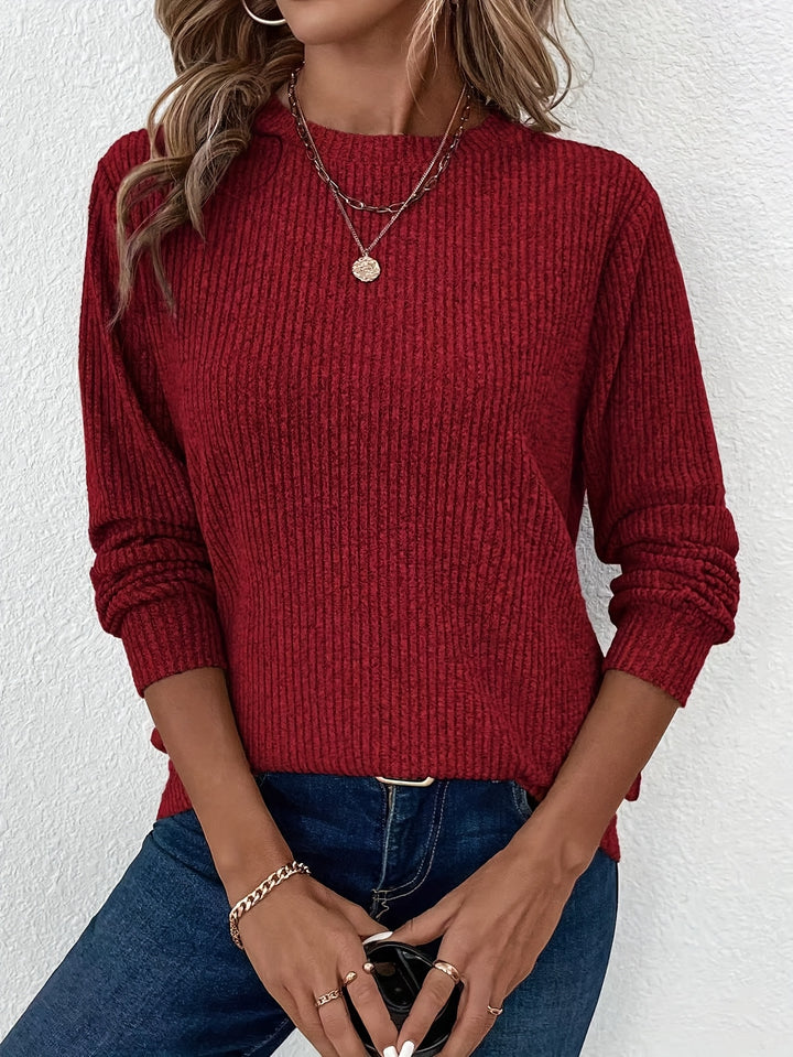 Women's Ribbed Pullover Tunic Long Sleeve Top