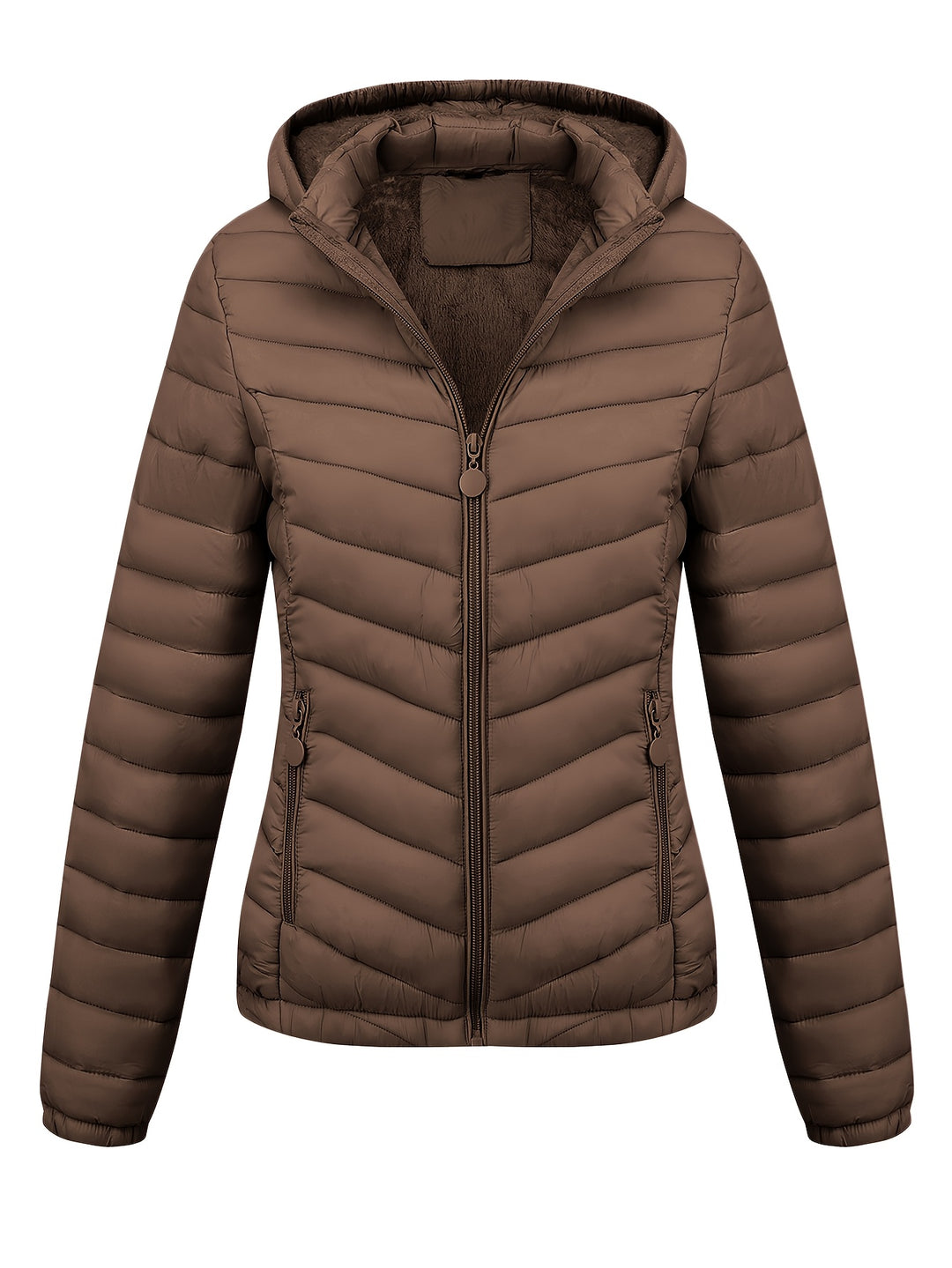 Women's Hooded Padded Coat with Pockets for Autumn Winter Fashion
