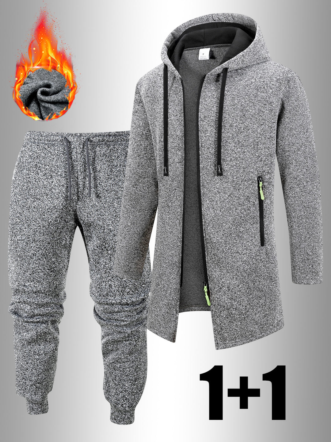 Men's Casual Sports Outfit Two-Piece Set with Hooded Jacket and Pants