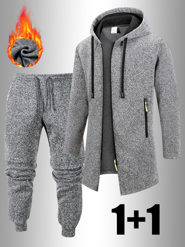 Men's Casual Sports Outfit Two-Piece Set with Hooded Jacket and Pants