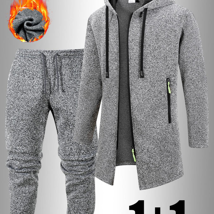 Men's Casual Sports Outfit Two-Piece Set with Hooded Jacket and Pants