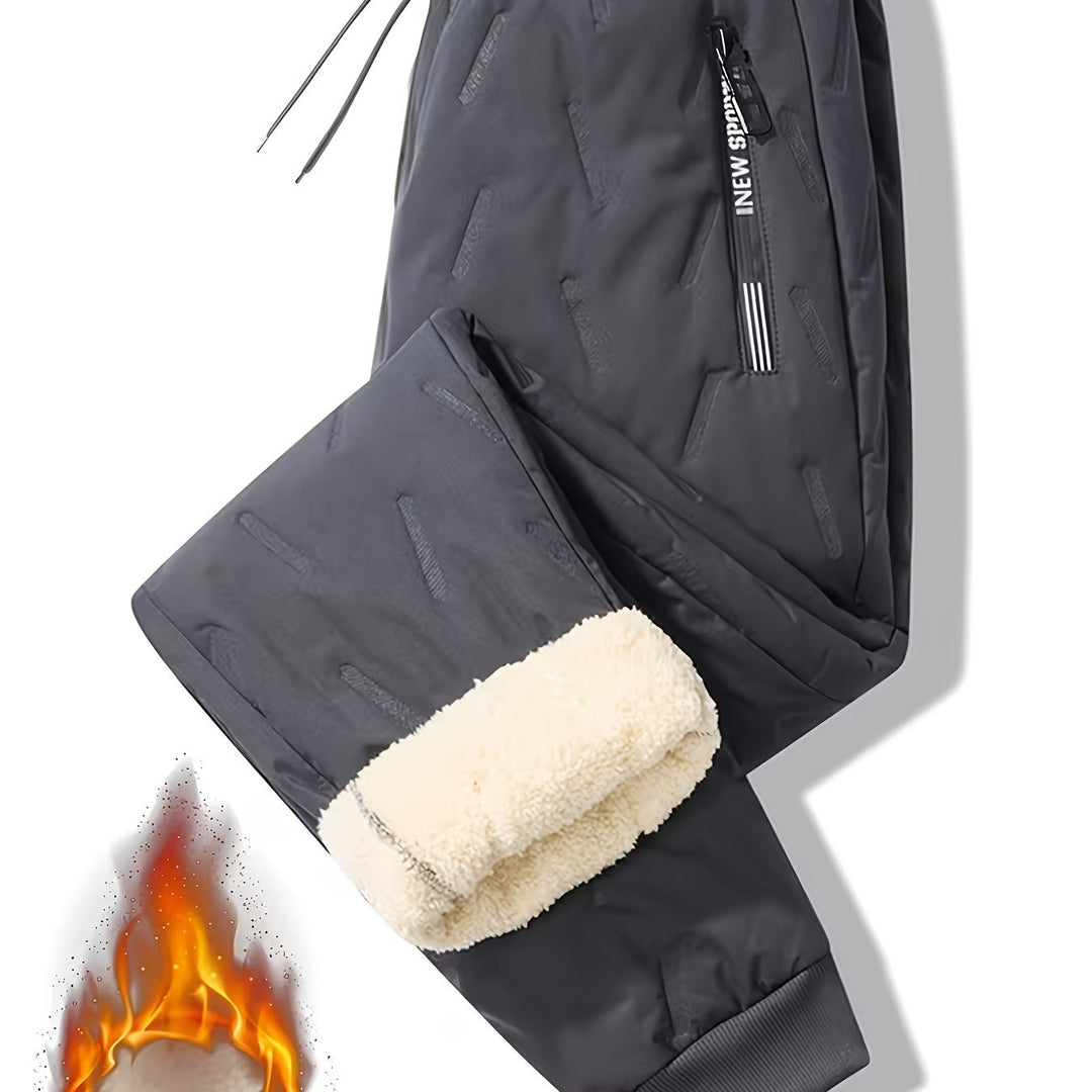 Men's Winter Casual Straight-Leg Jogger Pants with Drawstring