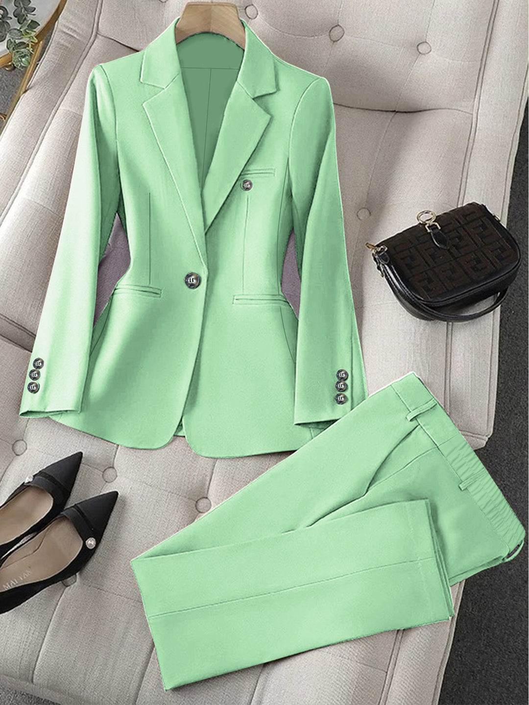 Two-Piece Suit Set with Waistcoat and Matching Pants