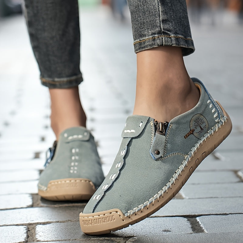 Women's Casual Loafers Slip-on Sneakers with Zipper Closure