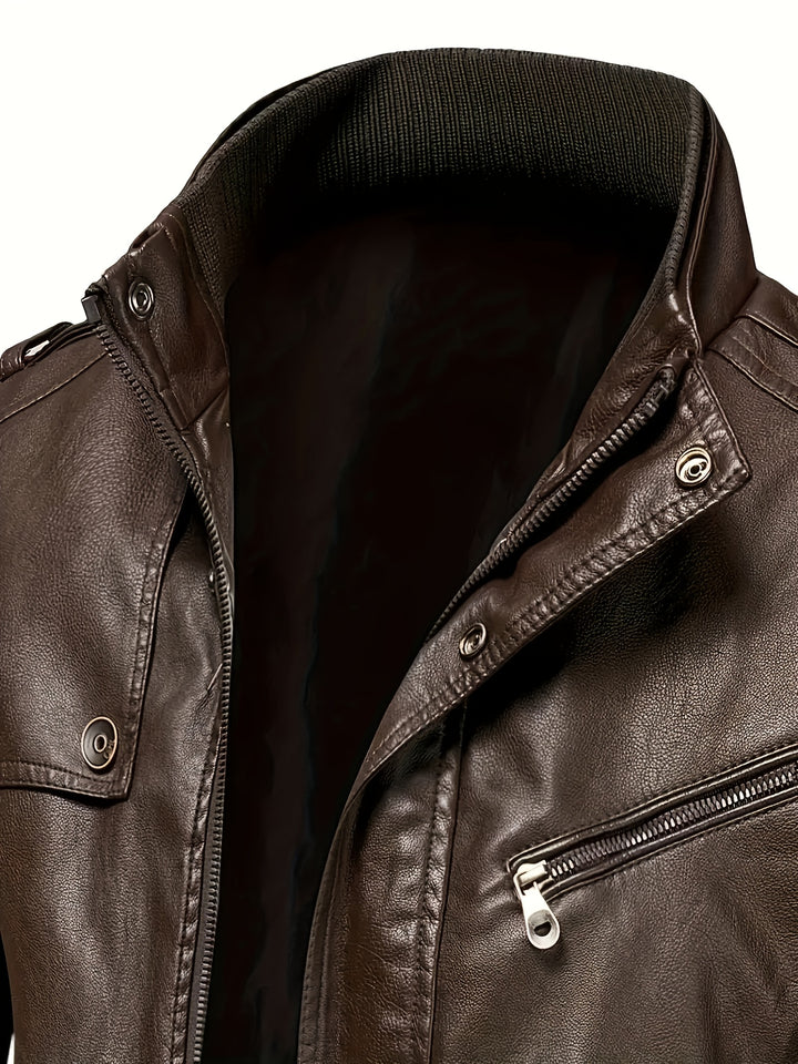 Casual Streetwear Jacket for Men with Stand-Up Collar and Pockets