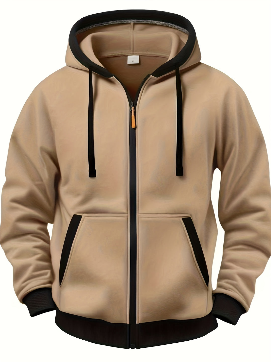 Men's Casual Color Block Hoodie with Zipper Closure Long Sleeve Sweatshirt
