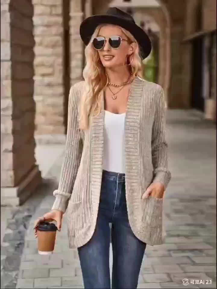 Elegant Loose Casual Long Sleeve Blouse with Pocket Splicing