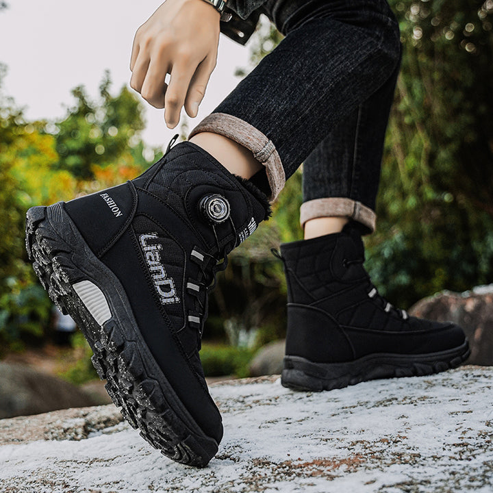 Men's Knit Elastic Snow Boots with Traction and Comfort